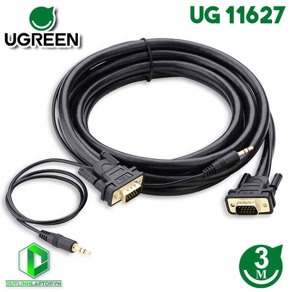 Dây Cáp VGA Hỗ Trợ Audio Dài 3m Ugreen 11627