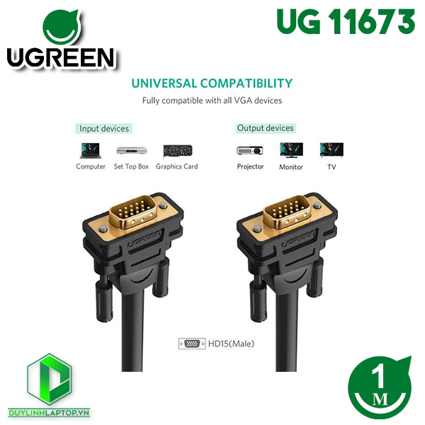 Cáp VGA dài 1m Ugreen 11673