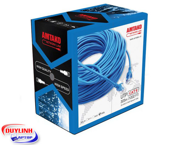 Cáp mạng AMTAKO Cat6 6888 UTP đồng nguyên chất, giá rẻ