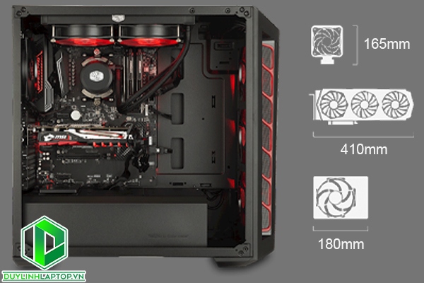 Vỏ Case Cooler Master MasterBox MB511 Red Trim (Mid Tower/Màu Đen)