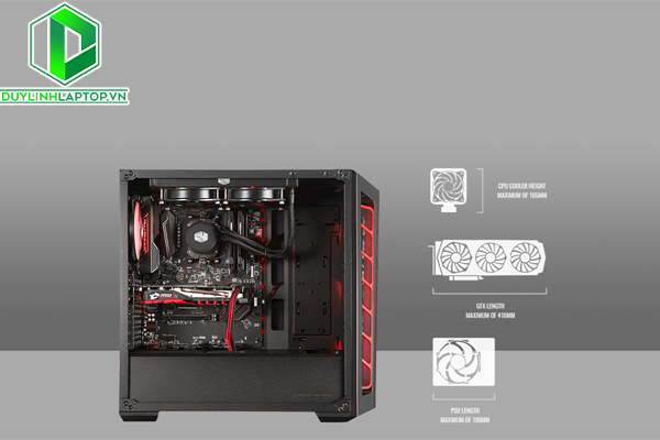 Vỏ Case Cooler Master MasterBox MB520 TG Red Trim (Mid Tower/Màu Đen)