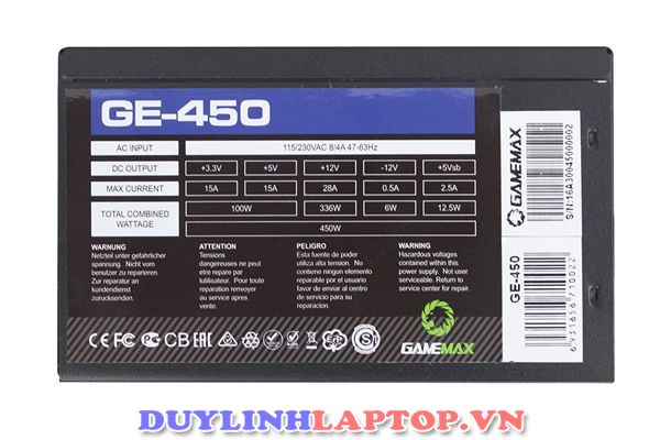 Nguồn máy tính GAMEMAX GE450- 450W