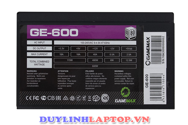 Nguồn máy tính GAMEMAX GE-600 600W