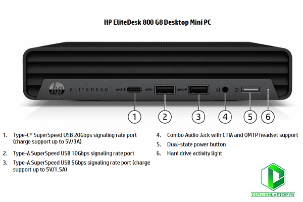 HP EliteDesk 800 G8 Desktop Mini PC (Core i5-11400T, Ram 8GB, SSD 512GB, Wifi)