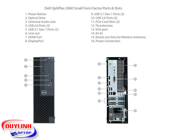 Máy tính để bàn/ PC Dell Optiplex 3060 SFF (i3-8100/4G/1TB/Linux)