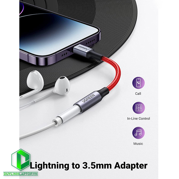 Cáp chuyển đổi giắc cắm iPhone Lightning sang 3.5mm chipset MFI Ugreen 70507