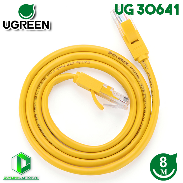 Dây mạng 8M Cat 5e UTP 26AWG CCA Ugreen NW103 màu vàng Ugreen 30641