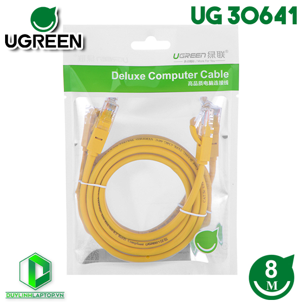 Dây mạng 8M Cat 5e UTP 26AWG CCA Ugreen NW103 màu vàng Ugreen 30641