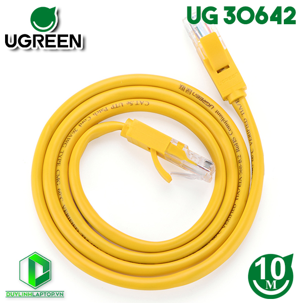 Dây mạng 10M Cat 5e UTP 26AWG CCA Ugreen NW103 màu vàng  Ugreen 30642