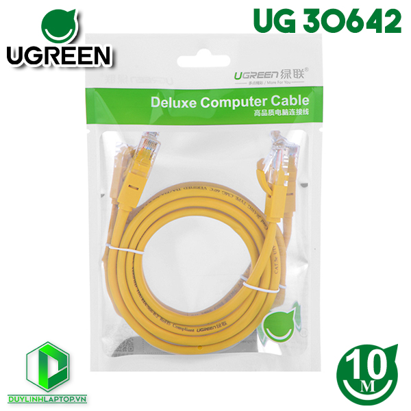 Dây mạng 10M Cat 5e UTP 26AWG CCA Ugreen NW103 màu vàng  Ugreen 30642