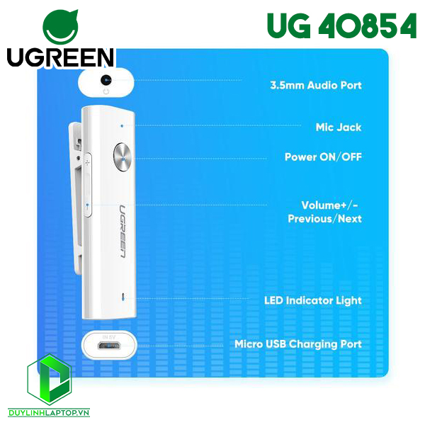 Bộ thu Bluetooth 5.0 cho loa, tai nghe hỗ trợ APTX Ugreen 40854