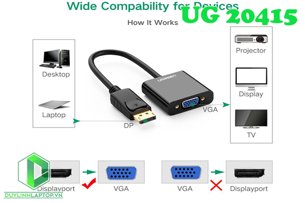 Cáp Displayport to VGA  Ugreen 20415