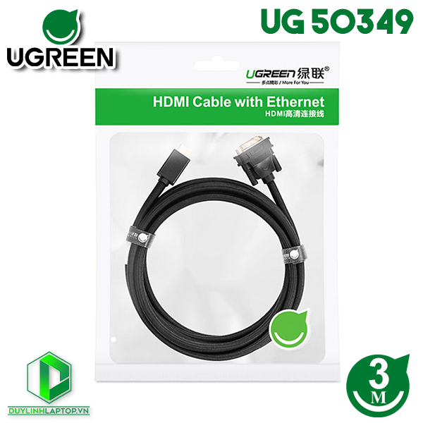 Cáp chuyển đổi HDMI to DVI 24+1 dài 3m Ugreen 50349