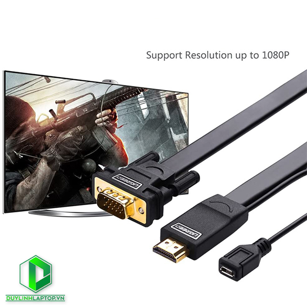 Cáp chuyển đổi HDMI to VGA dài 1,5m Ugreen 30449 hỗ trợ nguồn phụ