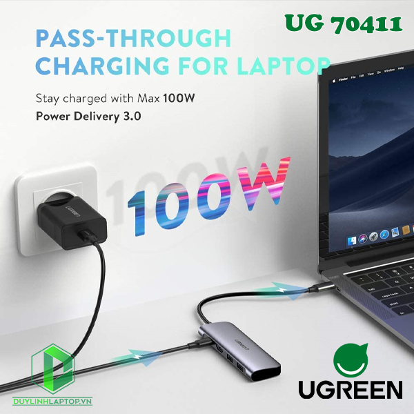 Cáp chuyển đổi USB Type C to HDMI, USB 3.0, đọc thẻ SD-TF, hỗ trợ sạc USB Type C Ugreen 70411 - 14