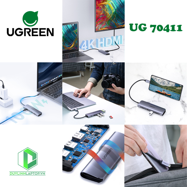 Cáp chuyển đổi USB Type C to HDMI, USB 3.0, đọc thẻ SD-TF, hỗ trợ sạc USB Type C Ugreen 70411 - 8