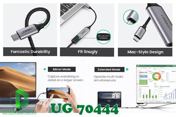 Cáp chuyển đổi USB Type C to HDMI hỗ trợ 4K@60Hz Ugreen 70444