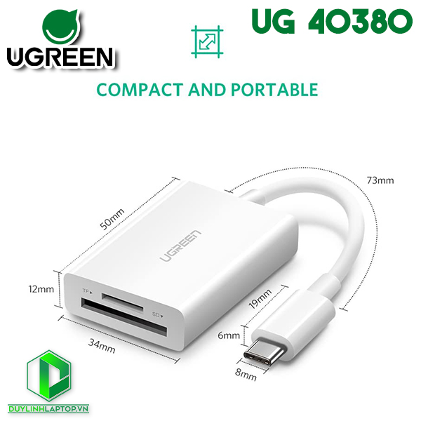 Cáp USB Type C tích hợp đọc thẻ nhớ (TF/SD 3.0) Ugreen 40380