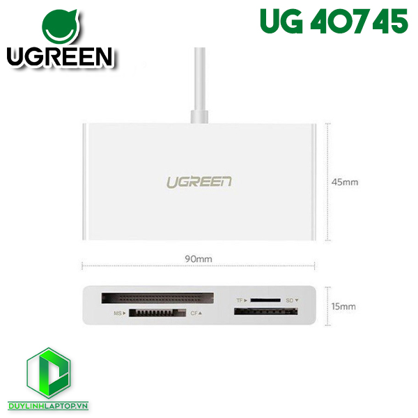 Đầu Đọc Thẻ Nhớ USB Type C (TF / SD 4.0 / CF / MS) Ugreen 40745