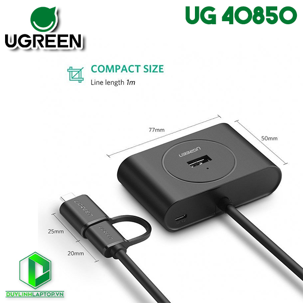 Bộ chia USB 3.0 4 cổng + USB Type C Ugreen 40850