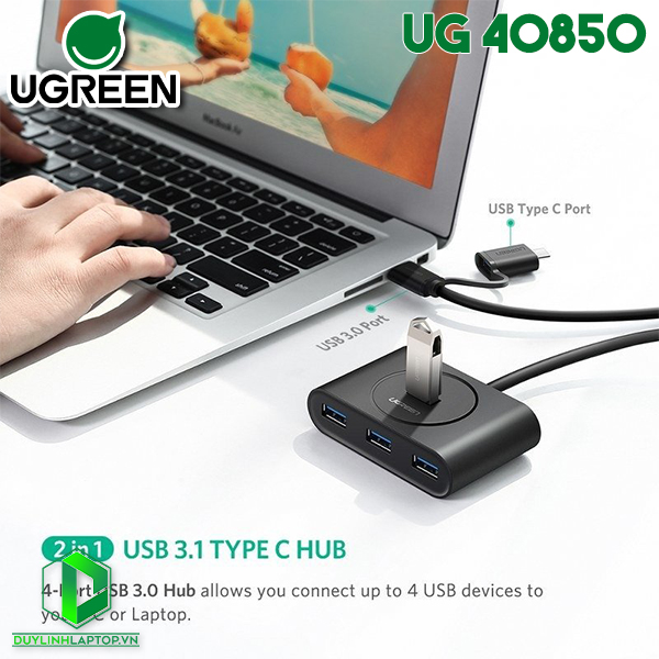 Bộ chia USB 3.0 4 cổng + USB Type C Ugreen 40850