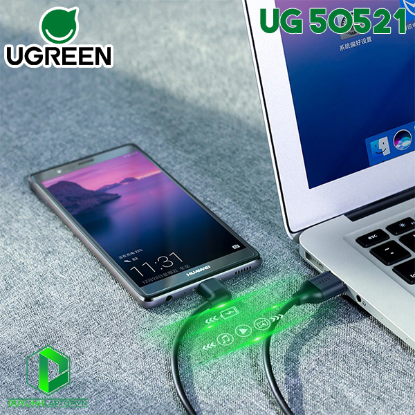 Cáp USB Type C to USB 2.0 dài 1m bẻ góc 90 độ Ugreen 50521