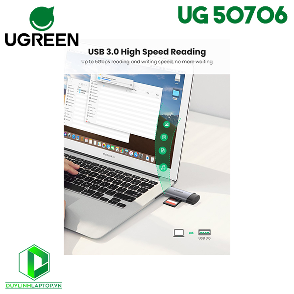Đầu đọc thẻ nhớ SD/TF chuẩn USB Type C và USB 3.0 Ugreen 50706