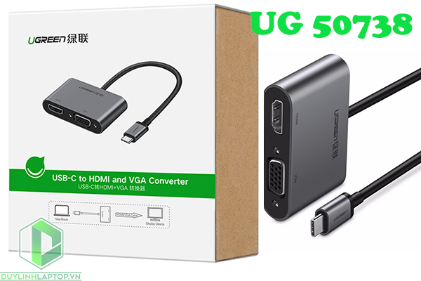 cap chuyen doi usb type c to hdmi va vga ugreen 50738 - 2