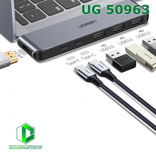 Cáp chuyển đa năng USB Type C to HDMI, USB 3.0, hỗ trợ sạc PD Ugreen 50963