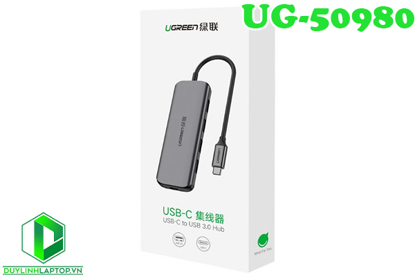 Bộ chia USB Type C ra 4 cổng USB 3.0 hỗ trợ nguồn phụ Ugreen 50980 chính hãng