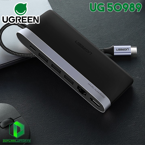 Cáp USB Type C to HDMI, Lan, USB 3.0, hỗ trợ sạc USB C Ugreen 50989