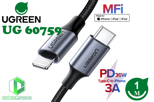 Cáp USB Type C to Lightning dài 1m Ugreen 60759