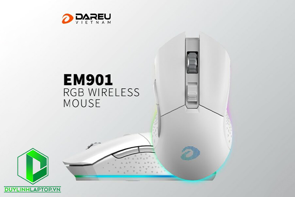 Chuột không dây Gaming DAREU EM901 Trắng RGB