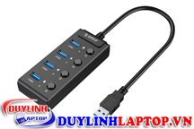 Bộ chia 4 Port USB 3.0 ORICO W9PH4-U3 - 4 cổng USB 3.0 nút nguồn riêng