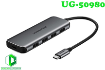 Bộ chia USB Type C ra 4 cổng USB 3.0 hỗ trợ nguồn phụ Ugreen 50980 chính hãng