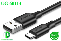 Cáp chuyển đổi USB 2.0 to USB Type C dài 0,25m Ugreen 60114