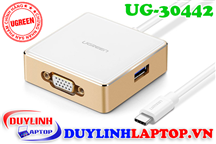 Cáp chuyển đổi USB Type C sang VGA + Hub 1 USB 3.0, 2 USB 2.0 chính hãng Ugreen 30442