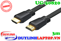 Cáp HDMI 2.0 dẹt dài 3m Ugreen 50820 hỗ trợ HD, 2k, 4k