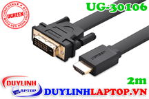 Cáp HDMI to DVI 24+1 dẹt dài 2m Ugreen 30106