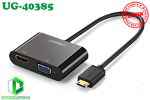 Cáp Mini HDMI to HDMI + VGA cao cấp chính hãng UGREEN UG-40385 hỗ trợ 4K, 3D