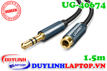 Cáp nối Audio 3.5mm (AUX) dài 1.5M màu xanh vỏ nhôm Ugreen 40674