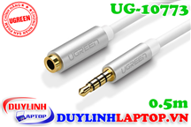 Cáp nối Audio 3.5mm (AUX) dài 0.5M màu bạc vỏ nhôm Ugreen 10773