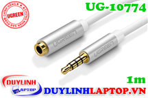 Cáp nối Audio 3.5mm (AUX) dài 1M màu bạc vỏ nhôm Ugreen 10774