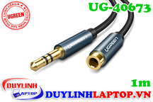 Cáp nối Audio 3.5mm (AUX) dài 1M màu xanh vỏ nhôm Ugreen 40673