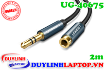 Cáp nối Audio 3.5mm (AUX) dài 2M màu xanh vỏ nhôm Ugreen 40675