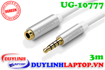 Cáp nối Audio 3.5mm (AUX) dài 3M màu bạc vỏ nhôm Ugreen 10777