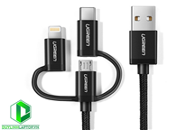 Cáp sạc 3-in-1 USB Type C / Lightning / Micro USB dài 1.5m chính hãng UGREEN UG-50206