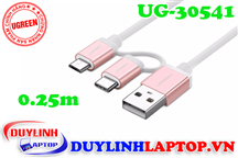 Cáp sạc điện thoại Micro USB và USB Type C dài 0.25m Ugreen 30541