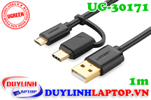 Cáp sạc điện thoại Micro USB và USB Type C dài 1m Ugreen 30171