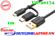 Cáp sạc điện thoại Micro USB và USB Type C dài 1m Ugreen 30174